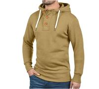 RLEHJN Sweat Manches Longues À Capuche pour Homme Pull avec Cordon De Serrage Et Boutonné Pull De Sport Léger Respirant Doux Élégant Couleur Unie Chemises De Sport Streetwear Vêtements pour Quotidien
