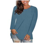 RLEHJN T-Shirts à Manches Longues Femme Basique Hauts Classics Col Rond T-Shirt Décontracté Coton Chic Couleur Unie Sport Tee Hauts Haut Femme Chic Haut Grande Taille Chemisier Chic Et élégant Offres