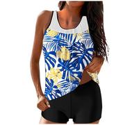 RLEHJN Tankini Maillot De Bain Femme Maillot De Bain Femme 2 Pieces Maillot De Bains sans Manches Respirant Et Short De Bain Ensemble Femmes Chic Et Elegant Tankini De Plage Soldes 2025