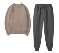 RLEHJN Tenue De Sport Femme Ensemble Sweats À Col Rond Et Pantalon Femme Taille Elastique Avec Cordon Pullover À Manches Longues Pantalons De Jogging Sport Couleur Unie Sportswear Automne Hiver
