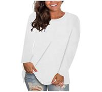 RLEHJN Tshirt Manche Longue Femme T-Shirt Haut Basique à Col Rond Décontracté T Shirt Classiques Tee Shirt Manche Longue Coton Vetement Femme Chic T-Shirts Et Tops De Sport Haut Femme Chic Et Elegant