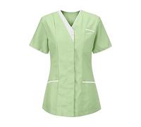 RLEHJN Tunique Médicale Femme Pas Cher Col en V Manche Courte Uniforme De Travail Blouse Infirmiere Femme Professionnelle Blouse Estheticienne Vêtements De Travail Et Uniformes Blouse Femme De Ménage