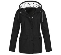 RLEHJN Veste Femme Mi Saison Veste À Capuche Protection Solaire Pour Femmes Ciré Imperméable Femme Mi Longue Manteau Imperméable Avec Poches Coupe-Vent Couleur Unie Vestes Extérieur Pas Cher