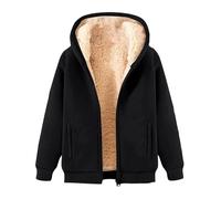 RLEHJN Veste Femmes Cachemire Chaud Oversize Sweat À Capuche Zippé Homme Polaire Hiver Veste Sherpa Laine Chaud Manteau Hiver Chic Blouson Thermique Avec Poches Sweat Grandes Tailles Manteaux