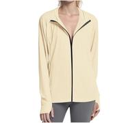 RLEHJN Vestes De Protection Solaire pour Femme avec Fermeture Éclair Intégrale À Capuche UPF 50+ Protection Solaire UV Veste avec Trous pour Les Pouces Haut Légers Rafraîchissants pour Sortir