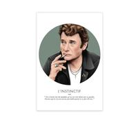 rlfnde Johnny Hallyday Poster sur toile Décoration murale pour salon, chambre à coucher 30 x 45 cm