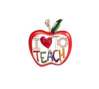 RLHRNDE Épingles à épinglettes tendance en forme de pomme rouge en émail avec strass arc-en-ciel pour sac à dos, vêtements, sacs, chapeaux, Moyen, Métal, Zircone cubique