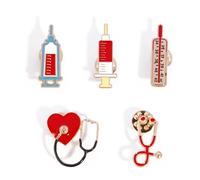 RLHRNDE Lot de 5 broches en forme de stéthoscope pour infirmière, médecin, médecin, médecin, infirmière, broche en émail pour chapeau et sac à dos, Medium, Métal, Pas de gemme