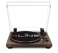 RLINE - Platine Vinyle Bluetooth Noix, Lecteur Vinyle 33 et 45 Tours, Plat 12" avec Bord chromé, Pieds Anti-vibrement, Cartouche magnétique AT3600, pré-amplificateur activable
