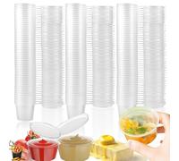 Rliocvhe 150 Pièces Pots à Sauce en Plastique avec Couvercle 25ml,Boîtes de Conservation Anti-fuite,Réutilisables en Petit Pot Plastique,pour Sauces, épices, Confiture Bonbons