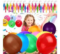 Rliocvhe 38 Pcs Punch Balloons, Ballons de Punch Robuste, Perforés 30 Pcs Ballons Perforés avec Ruban Élastique Grand Latex de Punch Colorés, Jouets de Fête Jeux d'intérieur et d'extér