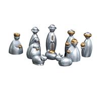 RLKHXBS 10x Statue de Naissance de Jésus Ornement Collection d'œuvres d'art Figurine en résine Sculpture de Scène de Manger pour Centres de Table de Couloir, Argent