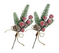 RLKHXBS 2 pièces Fleurs artificielles pour l'artisanat Guirlande de pin Guirlande de Fausses Fleurs Fausses Branches de Baies Couronne Branche de Baies Bouquet de Baies d'hiver Accessoires
