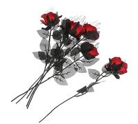 RLKHXBS 6pcs Halloween Skeleton Fake Rose Flower Bouquet Deep Floral Decor pour Les fêtes d'halloween Décoration pour KTV Bar Utilisation à Domicile