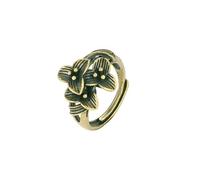 RLKHXBS Antique Floral Brass Ring for Women, Adjustable Copper Jewelry