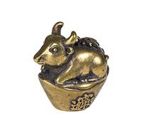 RLKHXBS Antique Small Bronze Ware, Desktop Ornament, Cute Copper Gold Ingot Ox Keychain Pendant