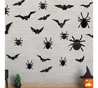 RLKHXBS Autocollants muraux Halloween, 96pcs 3D Battes Araignées Autocollant Mural PVC PVC Adhésif étanche, décorations de fête sur Le thème de l'Halloween, (Comprend 48 pc, Chauves-Souris 48pcs)
