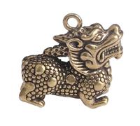 RLKHXBS Brass Antique Auspicious Beast Qilin Keychain for Attracting Wealth and Fortune, Small Copper Pendant, Street Vendor Source Wholesale