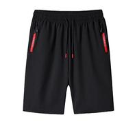 RLKHXBS Casual Shorts for Men's Summer Comfortable and Cool Straight Drape Sports Black Loose Stretch Shorts
