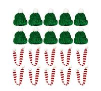 RLKHXBS Chapeau de poupée de Noël 20 pièces Bonnet écharpe de Père Noël de Noël Bonnet en Tricot Fabrication de Bijoux Artisanat Art Accessoire Style 4 Décoration de Bouteille de vin de Noël Jour de