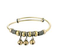 RLKHXBS Copper Colored Antique Bell Retro Brass Push-Pull Bracelet