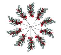 RLKHXBS Cure-Dents pour, 10 pièces Cure-Dents artificiels givrés avec des Baies de Pommes de pin, décorations de Branches de pin artificielles Jour de commémoration