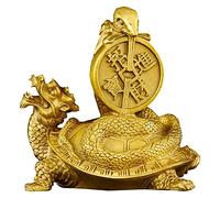 RLKHXBS Decor Figurine Handicraft Decoration Sculpture Office Copper Ornament, Feng Shui Statue Decorations for Living Room, Dragon Turtle Carrying