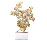RLKHXBS Decor High-Grade Copper Ginkgo Leaf White Ornaments Porch Wine TV Cabinet Home Decorations Brass Decorative Objects
