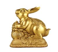 RLKHXBS Decor Statues Home Creative Brass Rabbit Piggy Bank Copper Ornaments Handicrafts Entrance Corridor Countertop Decoration Desktop Figurines(M) (S)