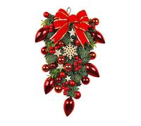 RLKHXBS Décorations de Noël Halloween Works Wreath Christmas Deal Branches Red Berries Pincones Butterflies Red Ligation Couronne décorative Batterie Feux de Couronne de chronométrage avec minuterie