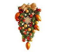 RLKHXBS Décorations de Noël Halloween Works Wreath Christmas Deal Branches Red Berries Pincones Butterflies Red Ligation Couronne décorative Couronne de Noël avec lumières 36 Pouces (Couleur, Taille