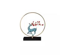 RLKHXBS Feng Shui New Chinese Style Pure Copper Plum Blossom Deer Ornament Creative Living Room Entrance Wine TV Cabinet Decoration Desktop Ornaments(Blue,Large)