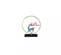 RLKHXBS Feng Shui New Chinese Style Pure Copper Plum Blossom Deer Ornament Creative Living Room Entrance Wine TV Cabinet Decoration Desktop Ornaments(Blue,Small)