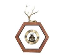 RLKHXBS Feng Shui Retro Wooden Copper Deer Mute, Non-Tick Clock Ornament Living Room Porch Bedroom Study Decoration Clocks Desktop Ornaments