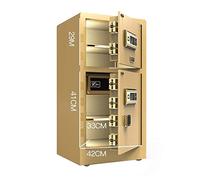 RLKHXBS, Fireproof Waterproof Deposit Fingerprint Security Lock Cabinets Cash Strong Solid Steel Jewelry Money ES with Deadbolt Brown for Home (Gold