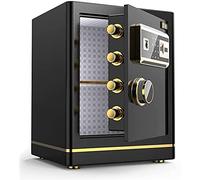RLKHXBS, Fireproof Waterproof Fingerprint Mechanical Lock Fireproof Security Cabinet Office Fingerprint Password Deposit for Home Office Cash Use (Go (Bla
