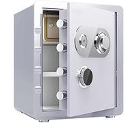 RLKHXBS Fireproof Waterproof Safe Household Anti-Theft Storage Box with Small Private Door is Built in Jewellery Mechanical Password Lock for Home Office Cash Use Storage,White