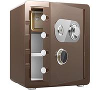 RLKHXBS Fireproof Waterproof Safe Household Anti-Theft Storage Box with Small Private Door is Built in Jewellery Mechanical Password Lock for Home Office Cash Use Storage,Brown