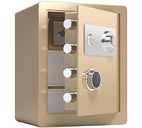 RLKHXBS Fireproof Waterproof Safe Household Anti-Theft Storage Box with Small Private Door is Built in Jewellery Mechanical Password Lock for Home Office Cash Use Storage,Gold