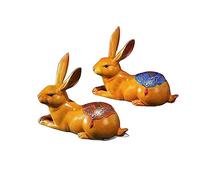 RLKHXBS Home Decor Statues Creative Colored Copper Rabbit Statue Living Room Porch Office Decoration Handmade Artwork Desktop Figurines (A+b)