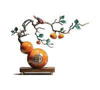 RLKHXBS Home Decor Statues Persimmon as You Wish Gourd Entryway Ornament Chinese Living Room Office Decorations Copper Brass Desktop Figurines (A)