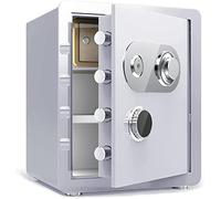 RLKHXBS Home Security Safe Lock with Key Large-Capacity Steel Storage Box for Cash Jewelry Confidential Documents,White
