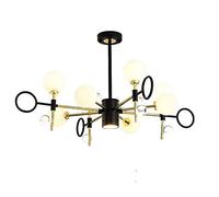 RLKHXBS Indoor Chandelier, Chandelier Lighting Hanging Pendant Lighting Fixture Compatible with Dining Bedroom Kitchen Lighting,Mid Century V-intage Ceiling Light Fixture Black