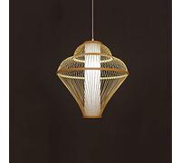 RLKHXBS Indoor Chandelier, Multi-Layer Woven Chandelier, Ceiling Rattan Pendant Lamp, Wicker Lampshade, Restaurant and Bar Decoration Hanging Light, Adjustable Height