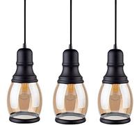 RLKHXBS Indoor Chandelier, Pendant Lights 3- Pack Industrial V-intage Style Lighting Fitting Amber Glass Ceiling Pendant Lamp Shade Light Compatible with Kitchen Loft Bedroom Office with Socket[ Ene