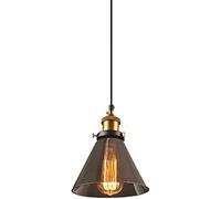 RLKHXBS Indoor Chandelier, Postmodern Glass Chandelier Antique Brass Single Head Pendant Lamp Decorative Ceiling Pendant Light Bedroom Bedside Lamp Lighting Smoke Gray,C