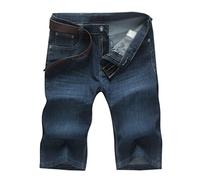 RLKHXBS Jeans Court pour Hommes d'été se lâche Un Pantalon de Denim étiré Droit en Baisse Pantalon en Baisse de Cinq Points