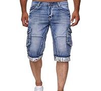 RLKHXBS Jeans Men Short Pants Summer Casual Streetwear Mens Clothing Hip Hop Jeans Pocket Skinny Denim Jean Pant Shorts Blue