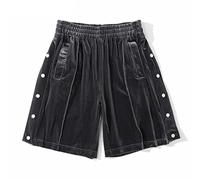 RLKHXBS Jogging Shorts Men's Summer Velvet Sports Shorts Side Buckle Adjustable Split Sports Pants