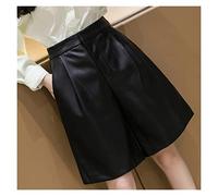RLKHXBS Leather Shorts for Women High Waist 5 Minutes Pants Wide Leg Autumn Winter Trousers